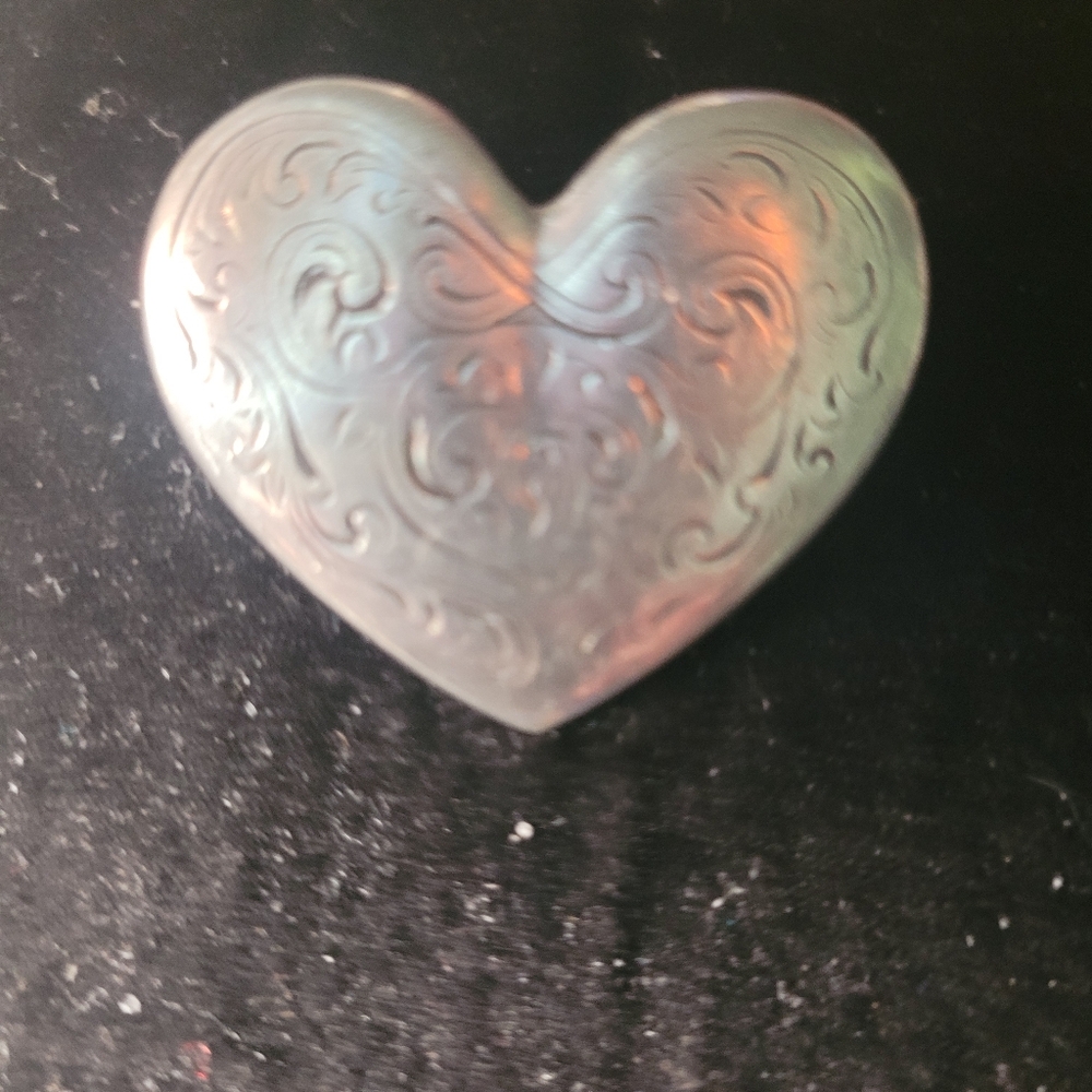 Heart-Shaped Silver Toned Brooch